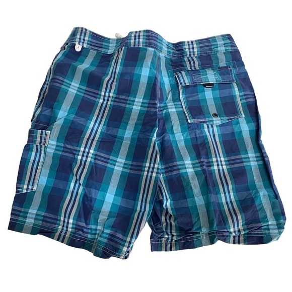 J. CREW Board Shorts Size 33 Mens Swimwear Blue Plaid Swim Trunks - Picture 3 of 8